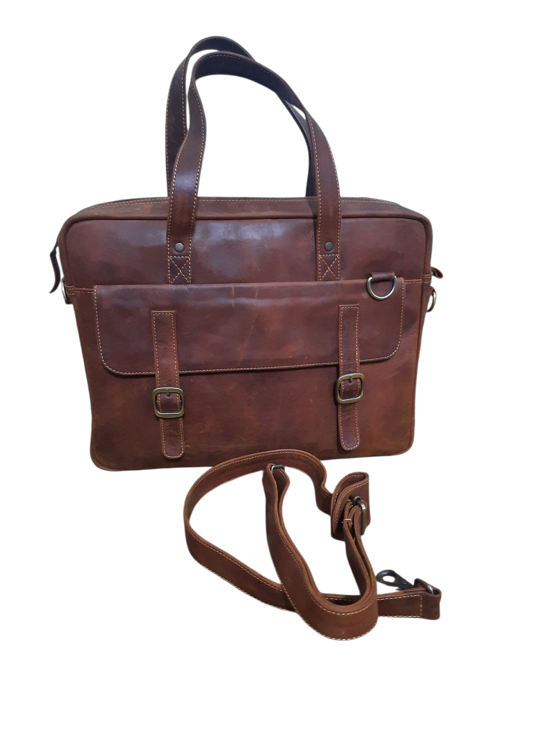Vintage Brown Leather Laptop Bag