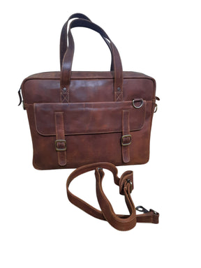 Vintage Brown Leather Laptop Bag
