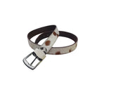 White and Brown Cowhide Belt