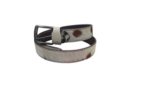White and Brown Cowhide Belt